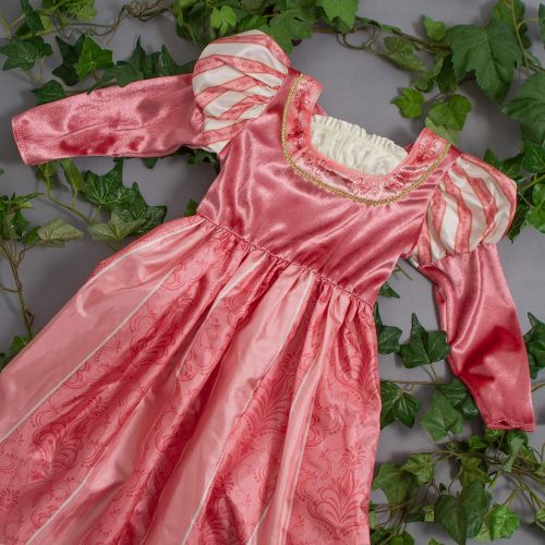  Little Adventures Coral Renaissance Princess Dress Up Costume & Matching Doll Princess Dress (Large Age 5-7)