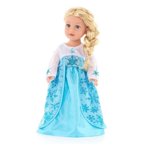  Little Adventures Ice Princess Dress 6 piece Costume Set & Matching Doll Dress