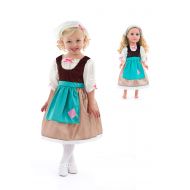 Little Adventures Cinderella Princess Day Dress Up Costume with Head Scarf & Matching Doll Dress (Medium (Age 3-5))