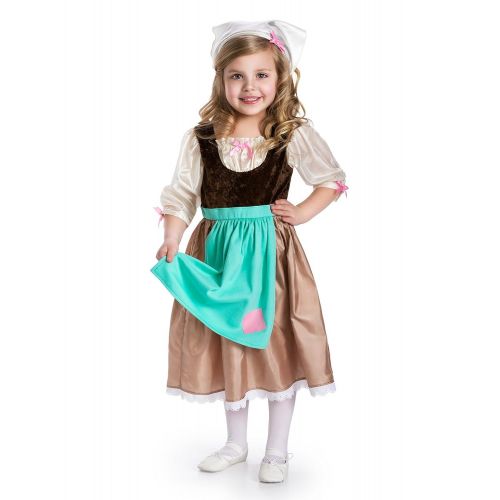  Little Adventures Cinderella Princess Day Dress Up Costume with Head Scarf & Matching Doll Dress (Medium (Age 3-5))