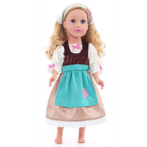  Little Adventures Cinderella Princess Day Dress Up Costume with Head Scarf & Matching Doll Dress (Medium (Age 3-5))