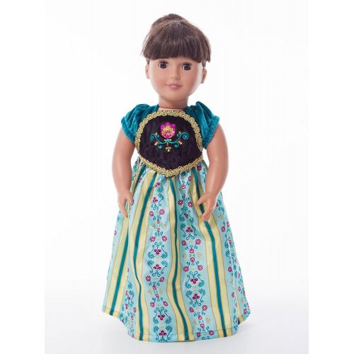  Little Adventures Scandinavian Coronation Princess Dress Up Costume & Matching Doll Dress (X-Large (Age 7-9))