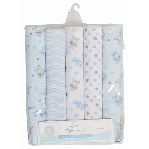  Little Beginnings 5 Piece Receiving Blankets, Bear Hug Print