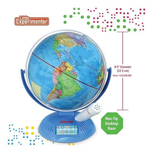  Little Experimenter Talking Globe, 9” Interactive Globe for Kids Learning with Smart Pen, Educational World Globe for Children with Interactive Maps, Gifts for Boys & Girls Ages 8 9 10-12 Years Old