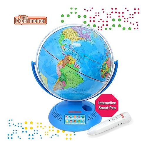  Little Experimenter Talking Globe, 9” Interactive Globe for Kids Learning with Smart Pen, Educational World Globe for Children with Interactive Maps, Gifts for Boys & Girls Ages 8 9 10-12 Years Old