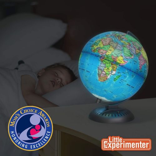  [아마존베스트]Little Experimenter Illuminated World Globe for Kids with Stand  Built-in LED Light Illuminates for Night View  Colorful, Easy-Read Labels of Continents, Countries, Capitals & Natural Wonders, 8