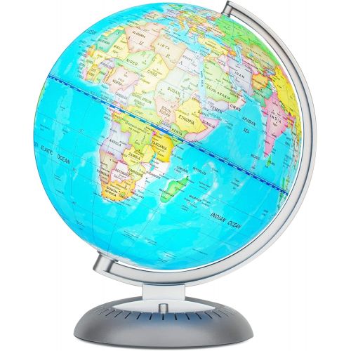  [아마존베스트]Little Experimenter Illuminated World Globe for Kids with Stand  Built-in LED Light Illuminates for Night View  Colorful, Easy-Read Labels of Continents, Countries, Capitals & Natural Wonders, 8