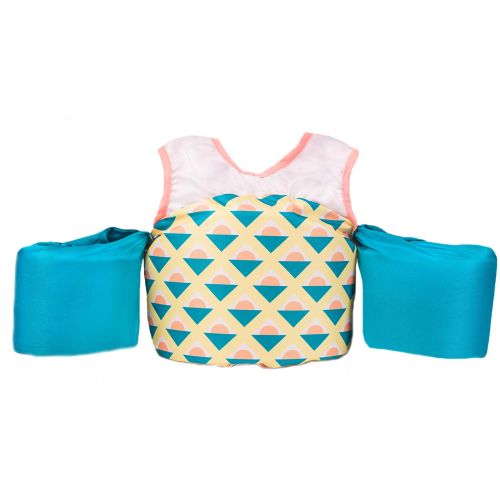  Little Fin Swimmer Float Vest for Pool, Pink, Yellow, Blue Kids Life Jacket from 30 to 50lbs, Toddler Swim Vest with Arm Wings Girls Capri Swimmer