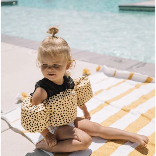  Little Fin Swimmer Float Vest for Pool, Black, Tan, Cheetah Print, Kids Life Jacket from 30 to 50lbs, Toddler Swim Vest with Arm Wings Girls Zara Swimmer