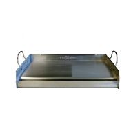 Little Griddle griddle-Q GQ230 100% Stainless Steel Professional Quality Griddle with Even Heat Cross Bracing and Removable Handles for Charcoal/Gas Grills, Camping, Tailgating, and Parties (25x1