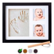 [아마존베스트]Little Hippo Baby Handprint Kit |NO Mold| Baby Picture Frame, Baby Footprint kit, Perfect for Baby Boy Gifts,Top Baby Girl Gifts, Baby Shower Gifts, Newborn Baby Keepsake Frames (Standard, Blac