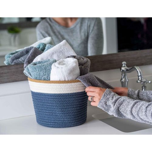  Little Hippo 2pc XXXL Large Cotton Rope Basket (22x14) 100% Natural Cotton! Rope Basket, Woven Storage Basket, Large Basket, Blanket Basket Living Room, Toy Basket, Pillow Basket,