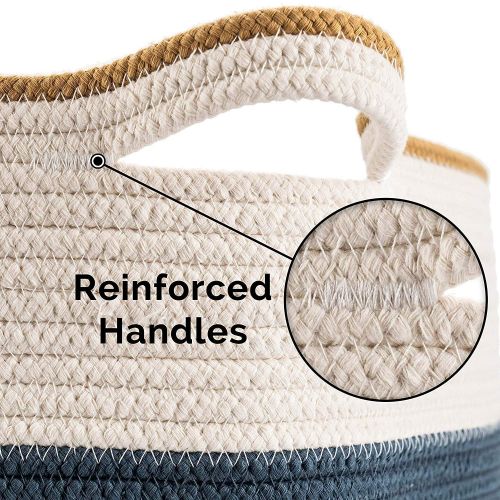  Little Hippo 2pc XXXL Large Cotton Rope Basket (22x14) 100% Natural Cotton! Rope Basket, Woven Storage Basket, Large Basket, Blanket Basket Living Room, Toy Basket, Pillow Basket,