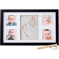 Little Hippo Baby Handprint Kit |NO Mold| Baby Picture Frame, Baby Footprint kit, Perfect for Baby Boy Gifts,Top Baby Girl Gifts, Baby Shower Gifts, Newborn Baby Keepsake Frames (Deluxe, Black)