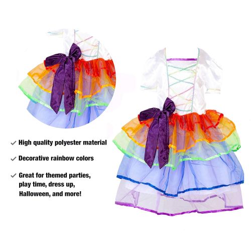  Little Jupiter Rainbow Unicorn Girls Party Dress 7PC Cosplay Costumes Pageant for Girls Unicorn Birthday Party 4 to 9 Yr