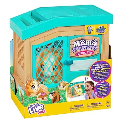  Little Live Pets - Mama Surprise | Soft, Interactive Guinea Pig and her Hutch, and her 3 Babies. 20+ Sounds & Reactions. for Kids Ages 4+, Multicolor, 7.8 x 11.93 x 11.38 inches