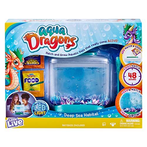  [아마존베스트]Little Live Pets Little Live Aqua Dragons - Deep Sea Habitat - LED Light Up Tank Hatch and Grow Aquatic Pets