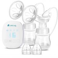 Little Lucky Portable Double Electric Breast Pumps Electronic Hands-Free Breast Pumps Painless Breast Milk Pump USB Chargeable Battery Charged Operated Automatic Travel Breast Milk