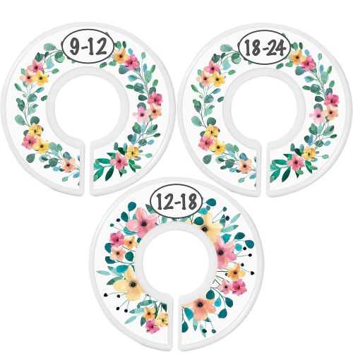  Little Miracles Baby Closet Size Dividers - Rustic Floral Nursery Closet Dividers for Baby Clothes - Dividers by Month for Baby Girl Nursery Decor - Flower Baby Closet Dividers for Clothing Racks