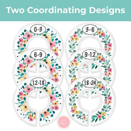  Little Miracles Baby Closet Size Dividers - Rustic Floral Nursery Closet Dividers for Baby Clothes - Dividers by Month for Baby Girl Nursery Decor - Flower Baby Closet Dividers for Clothing Racks