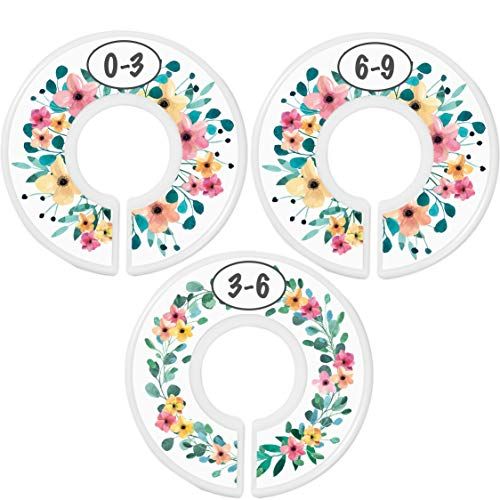  Little Miracles Baby Closet Size Dividers - Rustic Floral Nursery Closet Dividers for Baby Clothes - Dividers by Month for Baby Girl Nursery Decor - Flower Baby Closet Dividers for Clothing Racks