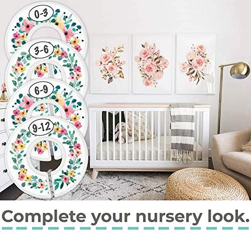  Little Miracles Baby Closet Size Dividers - Rustic Floral Nursery Closet Dividers for Baby Clothes - Dividers by Month for Baby Girl Nursery Decor - Flower Baby Closet Dividers for Clothing Racks