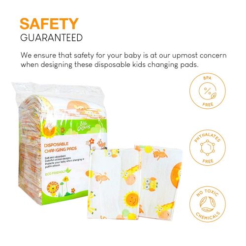  Little Oochoos 30 Large Disposable Changing Pads Mats Sanitary Baby Infant Toddler Diaper Liners Covers for Travel Changing Station Tables. Soft and Waterproof. Protect Against Germs. Buy Now!