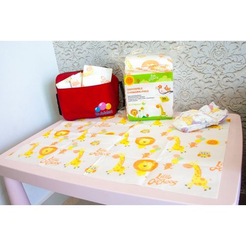  Little Oochoos 30 Large Disposable Changing Pads Mats Sanitary Baby Infant Toddler Diaper Liners Covers for Travel Changing Station Tables. Soft and Waterproof. Protect Against Germs. Buy Now!