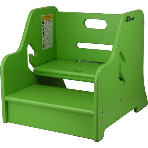  Little Partners Toddler Step Up Stool | 2 Step Adjustable Height for Kitchen, Bathroom or Nursery (Apple Green)