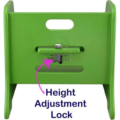  Little Partners Toddler Step Up Stool | 2 Step Adjustable Height for Kitchen, Bathroom or Nursery (Apple Green)