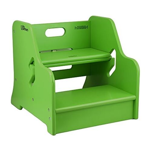  Little Partners Toddler Step Up Stool | 2 Step Adjustable Height for Kitchen, Bathroom or Nursery (Apple Green)