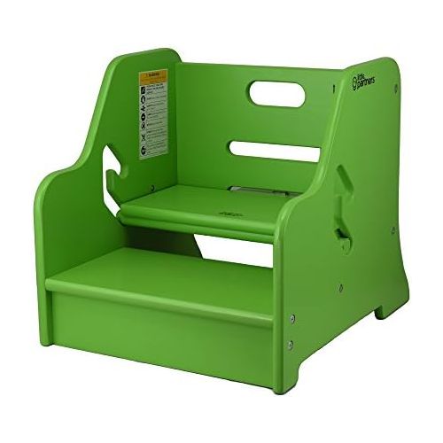  Little Partners Toddler Step Up Stool | 2 Step Adjustable Height for Kitchen, Bathroom or Nursery (Apple Green)