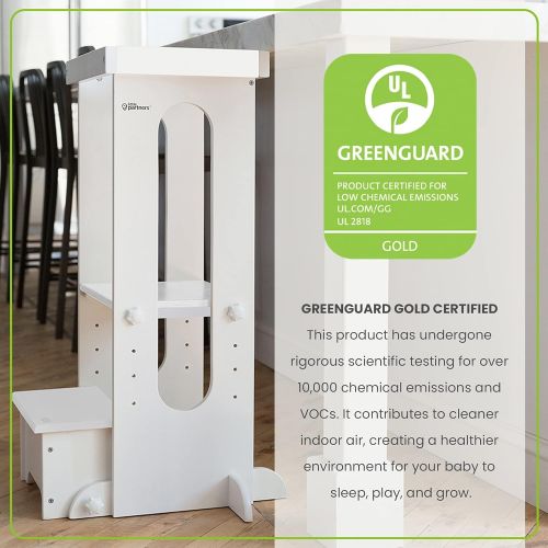  [아마존베스트]Little Partners Explore n Store Learning Tower Kids Adjustable Height Kitchen Step Stool for Toddlers or Any Little Helper (Soft White)