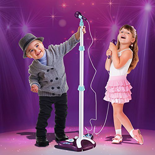 Walmart Kids Karaoke Machine with 2 Microphones & Adjustable Stand Music Play Set - Pink