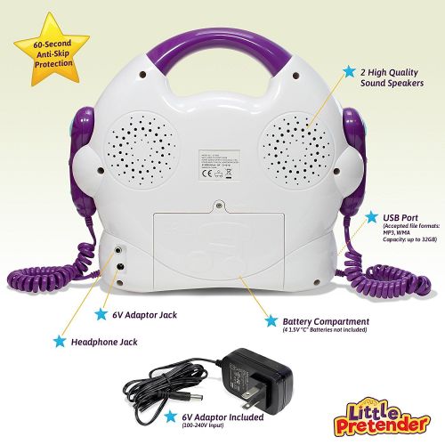  Little Pretender Kids Karaoke Machine - CD & MP3 Player Sing-A-Long Music Player With 2 Microphones