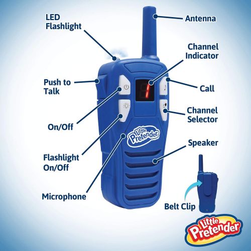  [아마존베스트]Little Pretender Walkie Talkies for Kids, 2 Mile Range, 3 Channels, Built in Flash Light