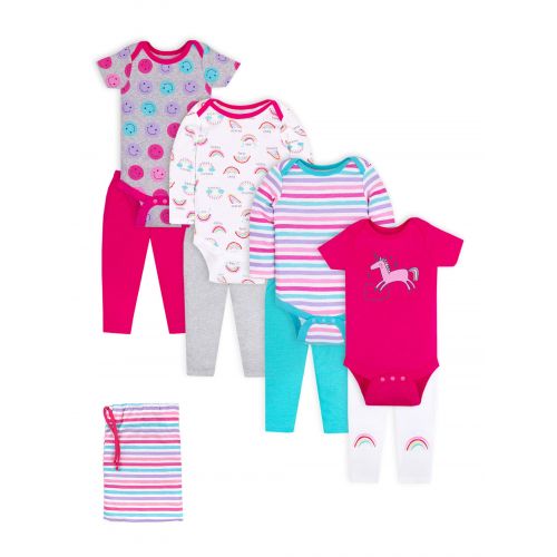  Little Star Organic Star-Pack Mix n Match Outfits, 8pc Gift Bag Set (Baby Girls)