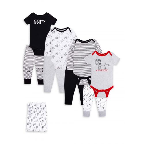  Little Star Organic Star-Pack Mix n Match Outfits, 8pc Gift Bag Set (Baby Boys)