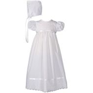 Little Things Mean A Lot Girls Special Occasion 24 Poly Cotton Batiste Christening Baptism Gown with Lace Collar and Hem