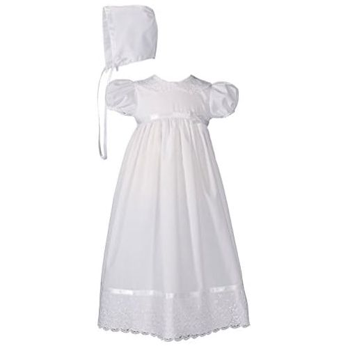  Little Things Mean A Lot Girls Special Occasion 24 Poly Cotton Batiste Christening Baptism Gown with Lace Collar and Hem
