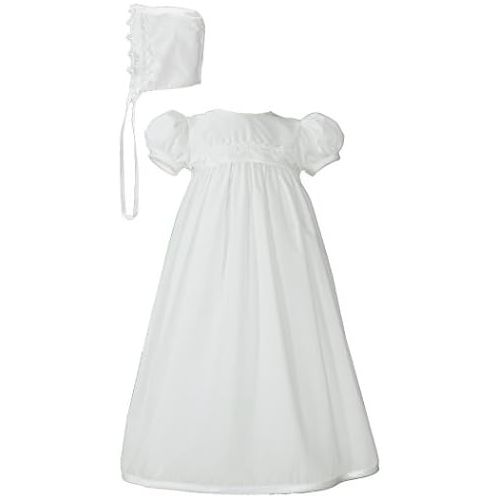  Little Things Mean A Lot White Polycotton Christening Baptism Gown with Lace Trim & Bonnet