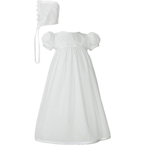  Little Things Mean A Lot White Polycotton Christening Baptism Gown with Lace Trim & Bonnet