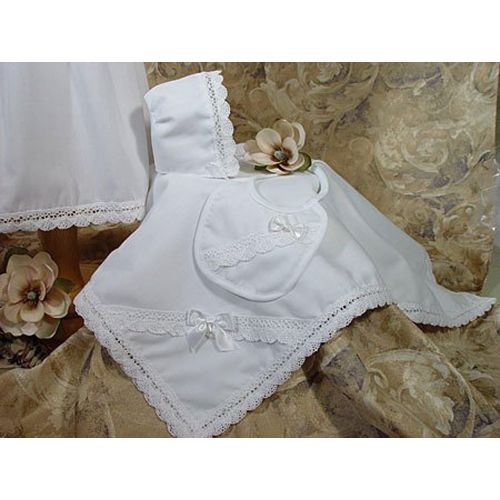  Little Things Mean A Lot 100% Cotton Girls Preemie Dress Christening Gown Baptism Set with Lace Hem