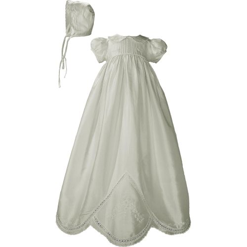  Little Things Mean A Lot Girls White Silk Dupioni Dress Christening Gown Baptism Gown with Hand Embroidery