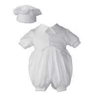 Little Things Mean A Lot Short White Boys Celebration Christening Baptism Set with Hat