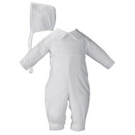 Little Things Mean A Lot Hand Smocked Pin Tucked, Long Sleeve, Long Pant Christening Baptism Coverall
