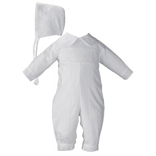  Little Things Mean A Lot Hand Smocked Pin Tucked, Long Sleeve, Long Pant Christening Baptism Coverall