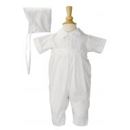 Little Things Mean A Lot Boys White Poly Cotton Christening Outfit Baptism Infant with Hat