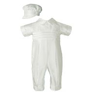 Little Things Mean A Lot White Silk Christening Baptism Coverall with Hat
