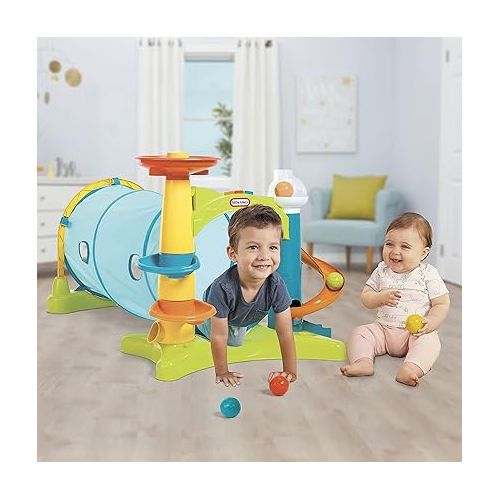  Little Tikes Learn & Play 2-in-1 Activity Tunnel with Ball Drop Game, Windows, Silly Sounds, Music, Accessories, Collapsible for Easy Storage- Gifts for Kids, Toy for Boys Girls Age 1 2 3 Year Olds
